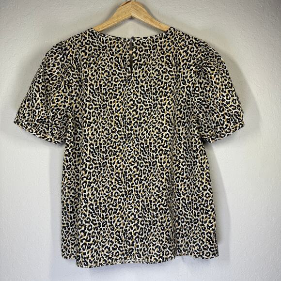 Women's J. Crew Leopard‎ Print Short Sleeve Pullover Blouse Size Small - Picture 8 of 8